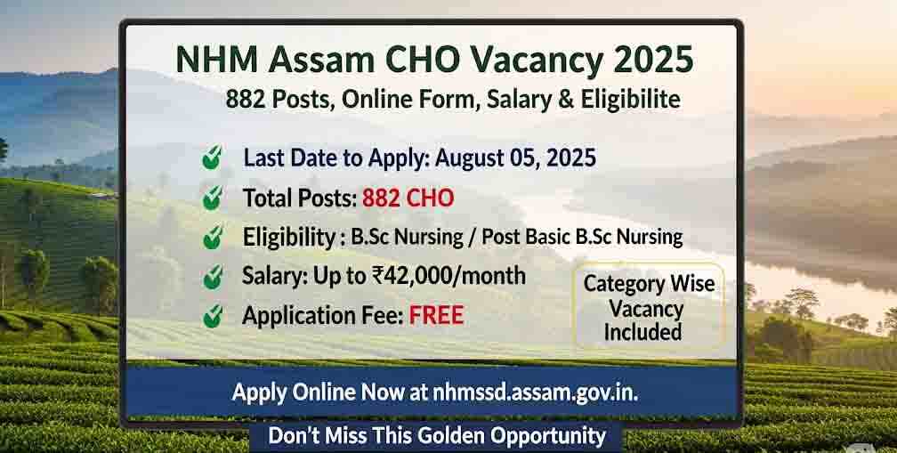 NHM Assam CHO Recruitment 2025 – Apply Online for 882 CHO Posts